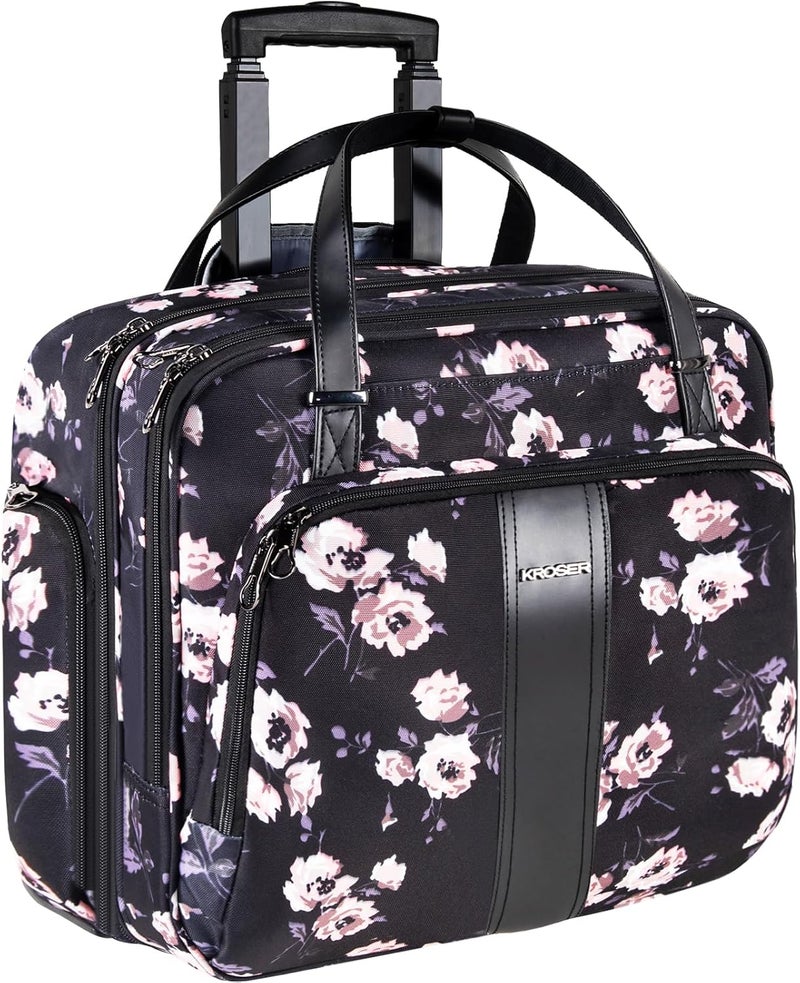 KROSER Rolling Laptop Bag Premium Rolling Laptop Briefcase Computer Bag Fits Up to 15.6 Inch Laptop Overnight Bag with RFID Pockets for Travel/Business/Women - Image 1